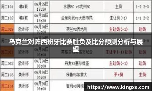 乌克兰对阵西班牙比赛胜负及比分预测分析与展望